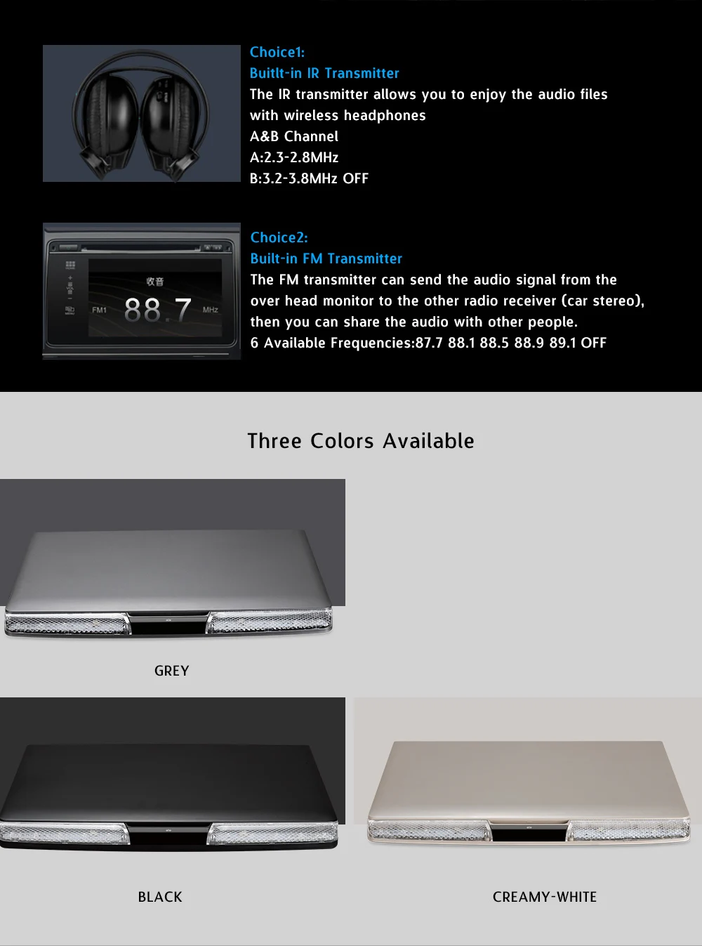 17.3 Inch Car Ceiling Monitor 1920x1080 MP5 Flip Down Roof Mount Car DVD Player with IR FM Transmitter HDMI USB SD Speaker Games