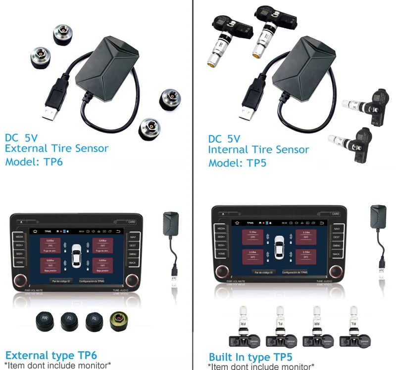 SilverStrong TPMS для Android автомобильный DVD автомобильная система контроля давления в шинах USB датчики давления в шинах Система мониторинга сигнализации 4 шт./комплект