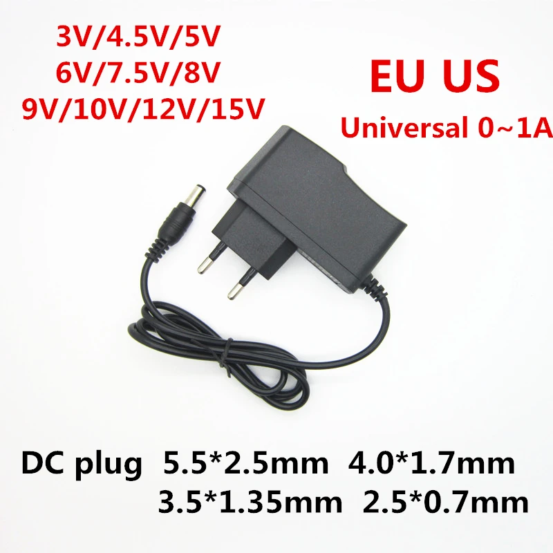 

AC 110-240V DC 3V 4.5V 5V 6V 7.5V 8V 9V 10V 12V 15V 1A Universa power supply adapter transformer charger for LED light strip