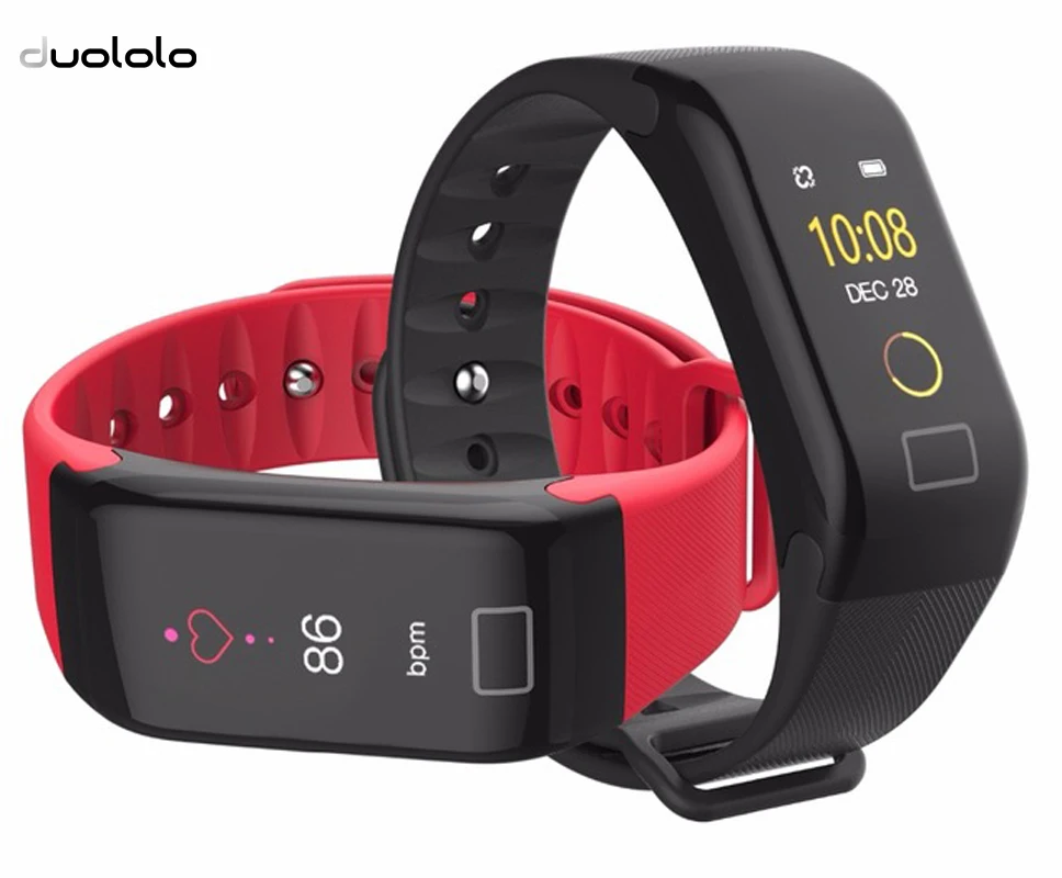 DuololoF1 Цвет Экран Фитнес браслет сердечного ритма артериального давления Bluetooth с