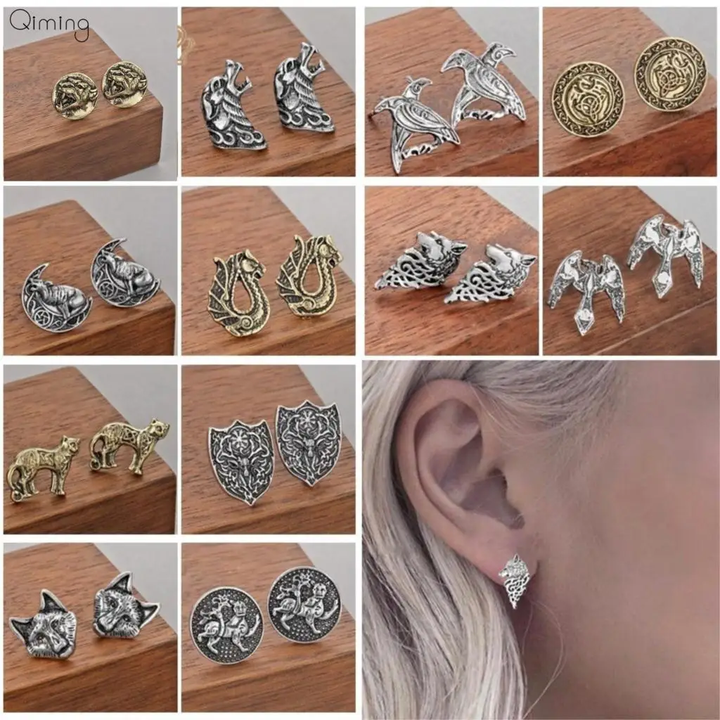 2020 винтажные женские мужские серьги ретро Викинги ювелирные изделия Античный