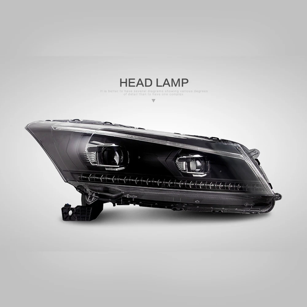 Для HYUNDAI ACCORD 2008 2009 2010 2011 2012 светодиодный головной фонарь DRL фара в сборе|Фара для