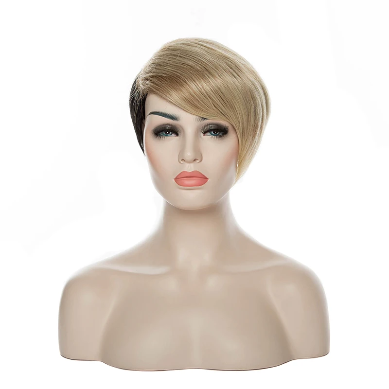 HAIRJOY синтетические волосы черный блонд 2 тона Омбре парик женские короткие прямые парики