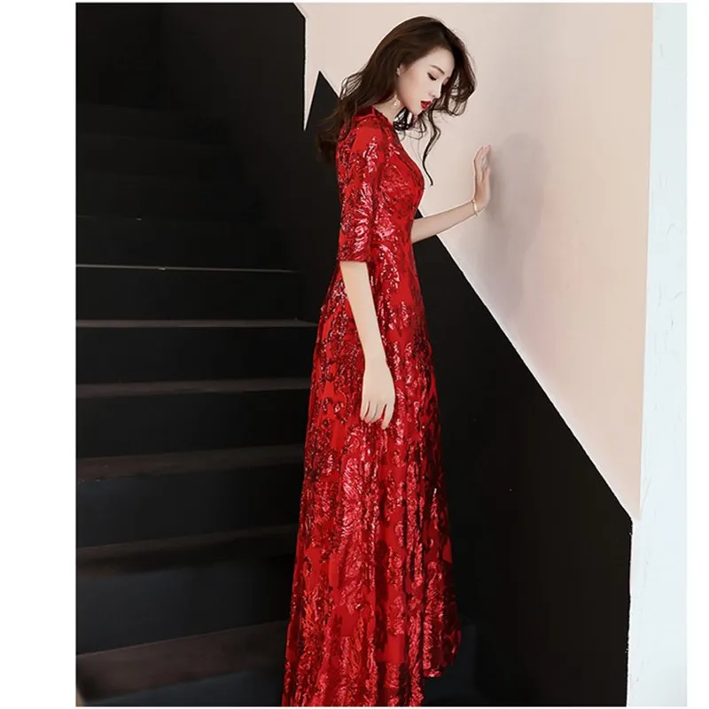 Sequined Party Gown Formal Long Evening dresses vestido de festa longo robe soiree vestidos novia abendkleider SA007 | Свадьбы и