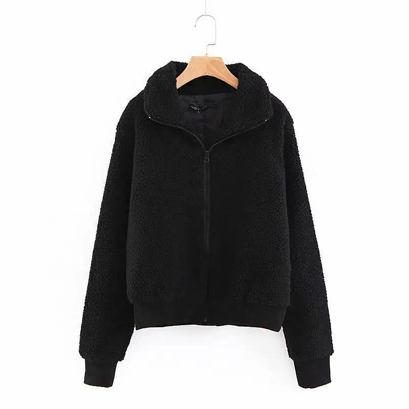 Женское пальто из искусственного меха ягненка куртка 2019 Весна черный белый