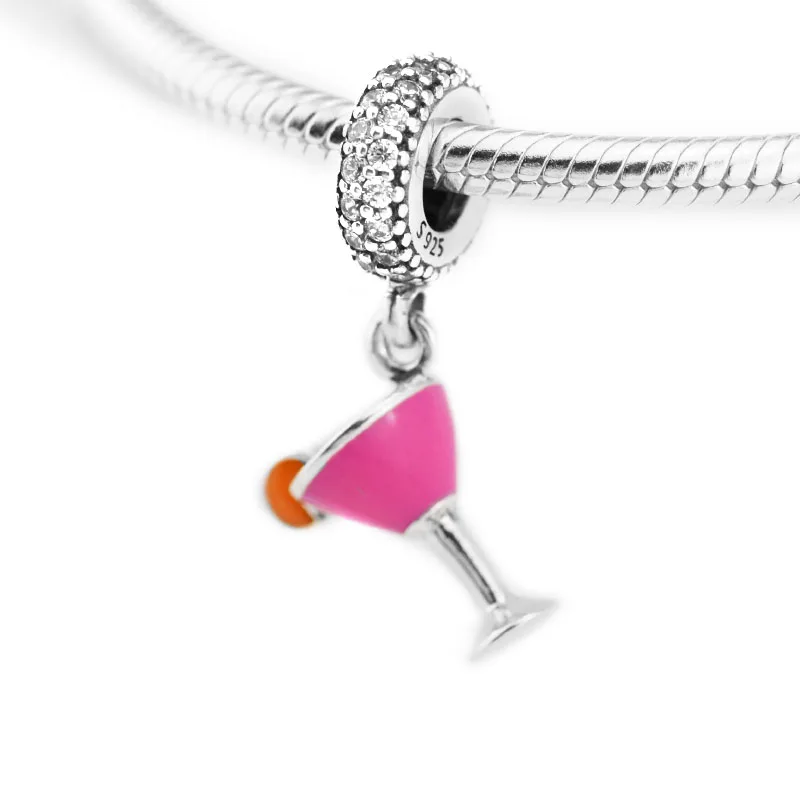 

925 Sterling Silver Jewelry Fruity Cocktail Dangle Charm Fit European DIY charms bracelets for women silver beads