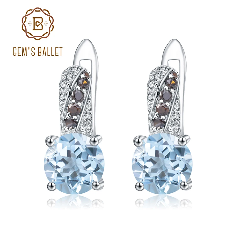 

Gem's Ballet Fine Jewelry Earrings 3.32Ct Natural Sky Blue Topaz Vintage Earrings 925 Sterling Silver for Women Wedding