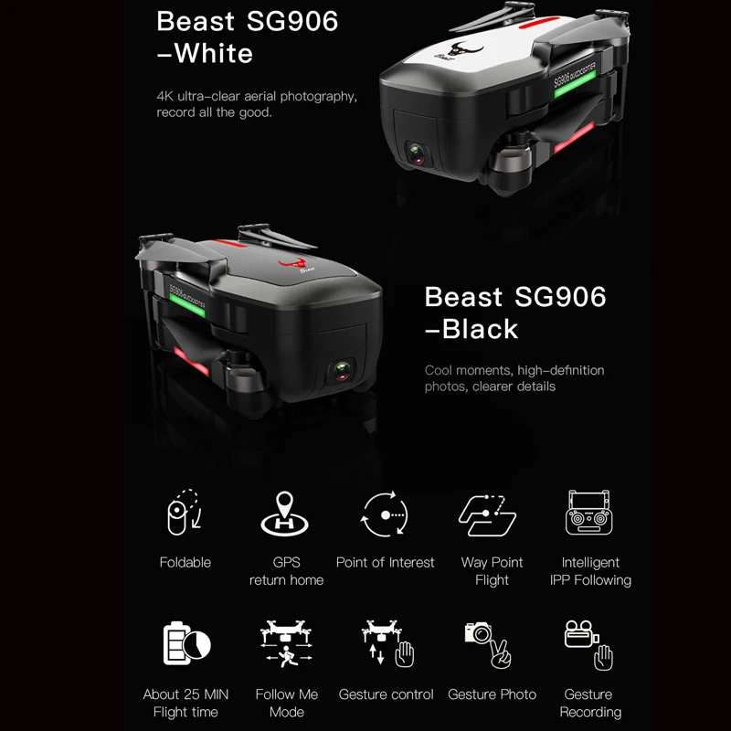 SG906 4K hd камера Дрон складной с GPS селфи Квадрокоптер FPV Дроны камерой RC вертолет