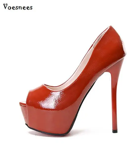 Женские туфли на высоком каблуке 14 см красные вечерние Фли лодочки платформе с