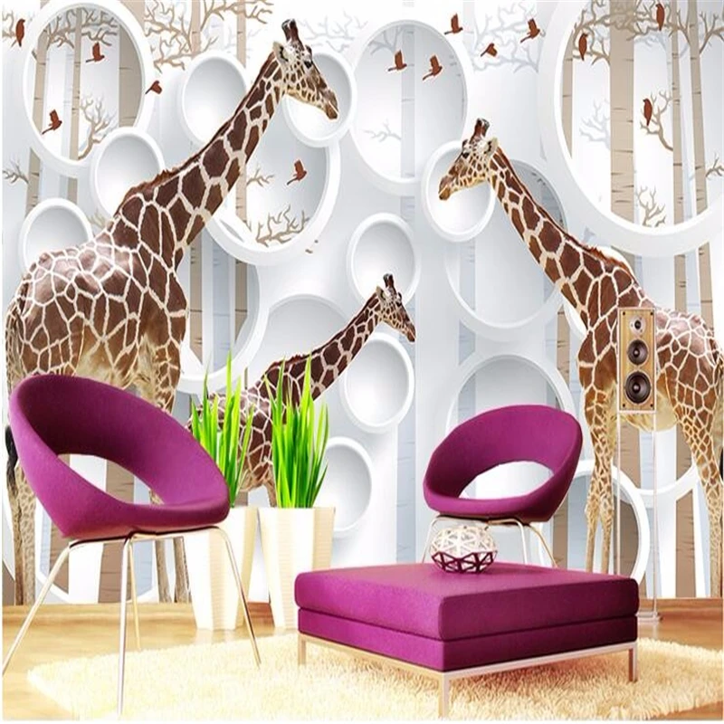 Фотообои beibehang на заказ блестящие серебряные тканевые жирафы стереоскопический