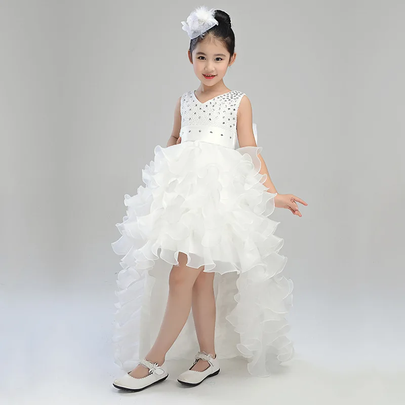 Ball Gown Glitz Trailing Tiers Puffy Fancy Flower Girls Party Ceremony Dresses Kids Baby Dovetail Clothes Carnival Costume | Детская
