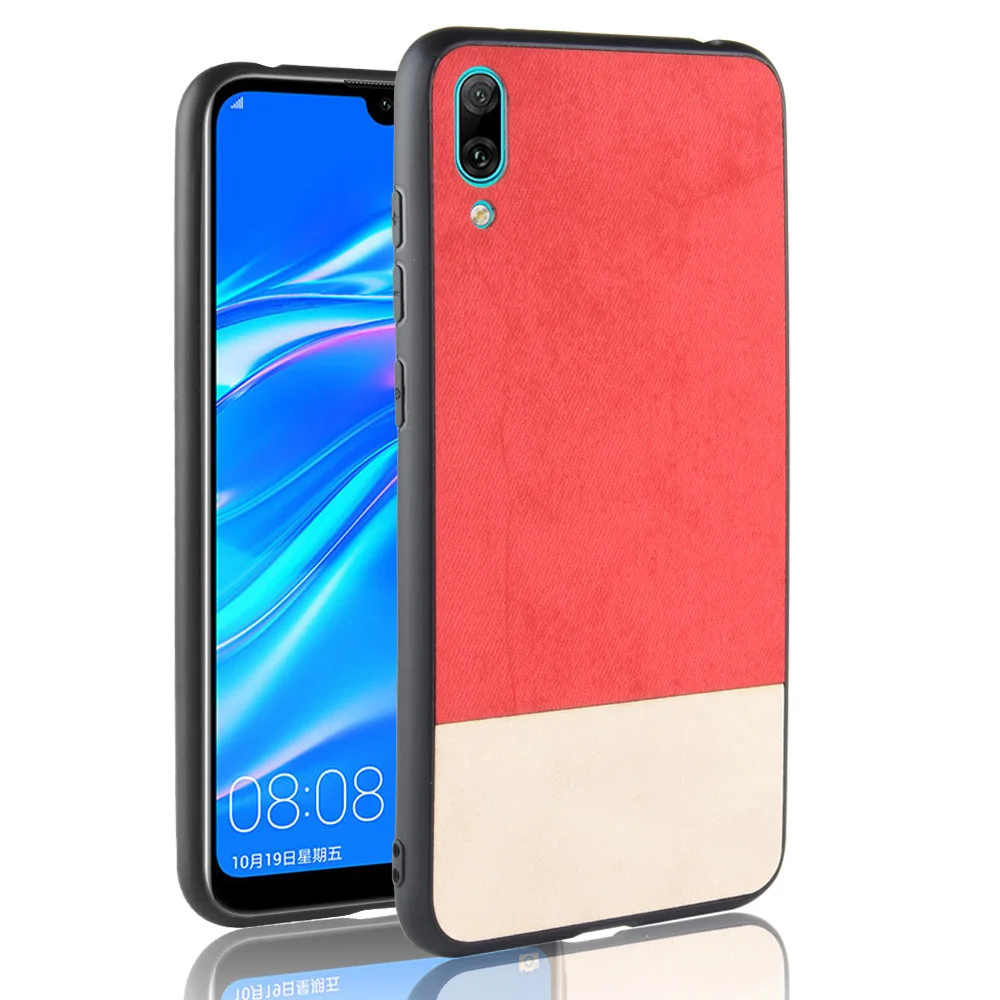 Fabric Cloth Leather Case for Huawei Y7 Pro 2019 Cover PU TPU Back Phone Cases Y6 Prime Y9 2018 P Smart Plus Capas |