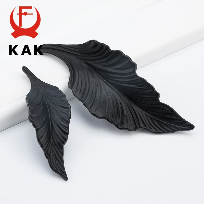 KAK 5 шт./лот новые ручки для ящика шкафа с черными золотыми листочками дверные