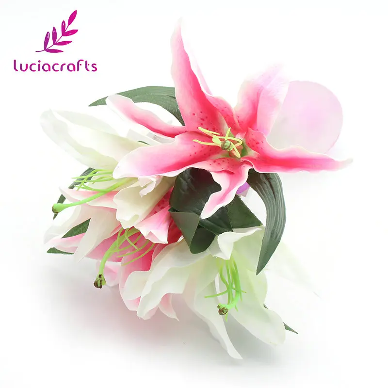 Распродажа! Lucia crafts 3 шт./лот 17 см белый розовый имитация цветка лилии для