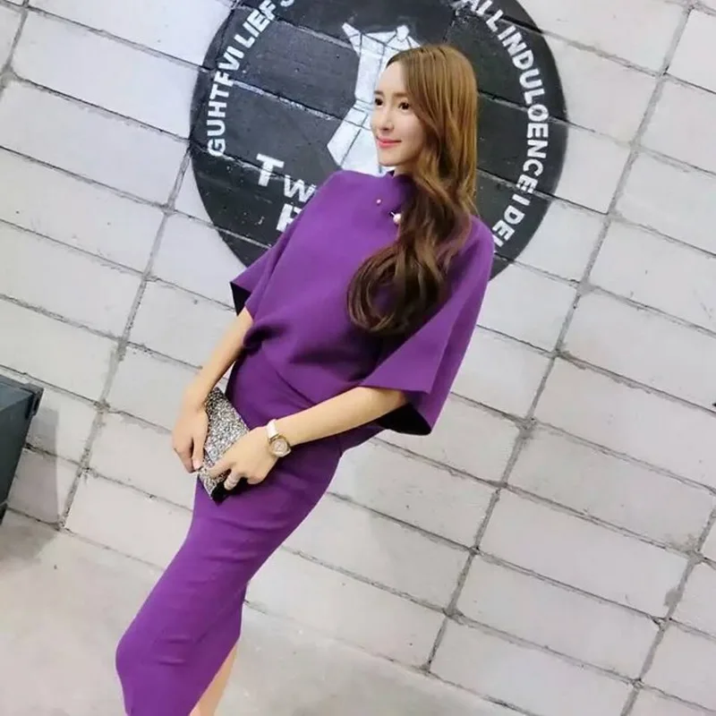 Женский трикотажный комплект из 2 предметов повседневный Фиолетовый Пуловер с