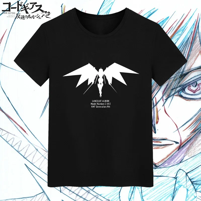 Высокое качество Q унисекс аниме Код футболки с принтом Geass футболка Lelouch Lamperouge R2