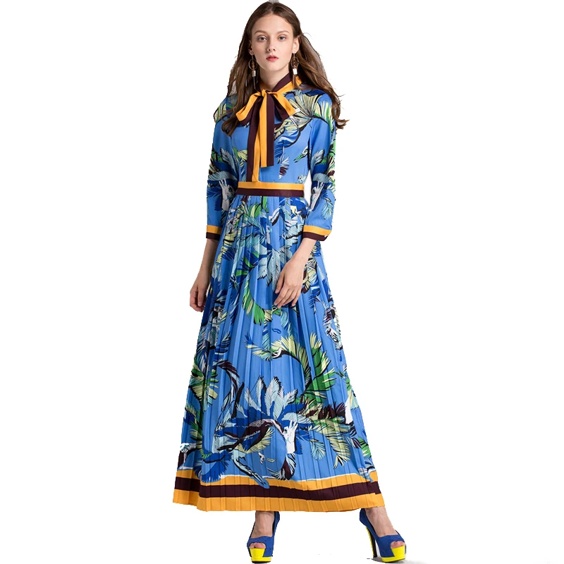 2018 женское Новое подиумное винтажное платье с бантом в стиле ампир животным