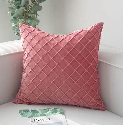 pink Роскошное стеганое бархатное покрытие для подушки, декоративная серая розовая наволочка для подушки, домашний декор, Геометрическая Подушка, 50x50 см, чехол для подушки - Цвет: pink