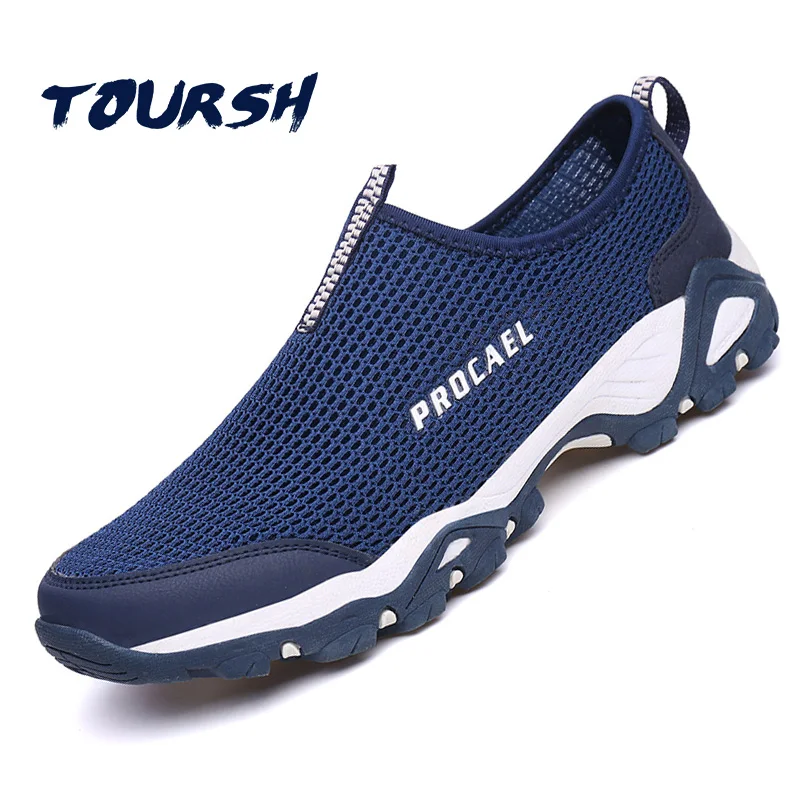 TOURSH Breathable Mesh Summer Men Casual Shoes Super Light Flats Slip On Male Fashion tenis masculino adulto Size 39-44 |