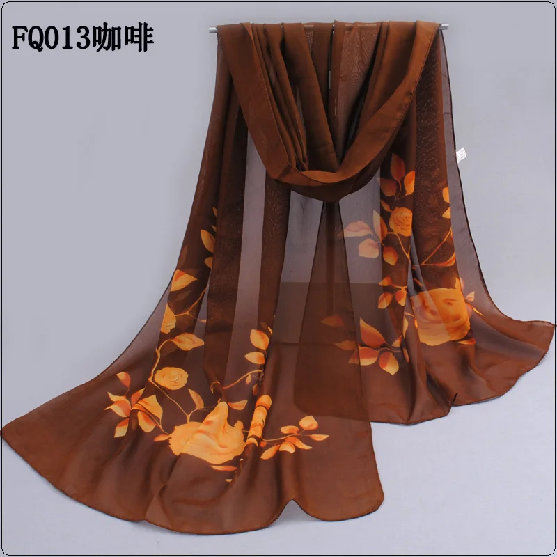 Fq013 coffee Cachecol, новинка, модный стиль, полиэстер, шифон, шелк, шарфы для женщин, повязка на голову, солнцезащитная, весна-осень, аксессуары, платок fq013 - Цвет: Fq013 coffee