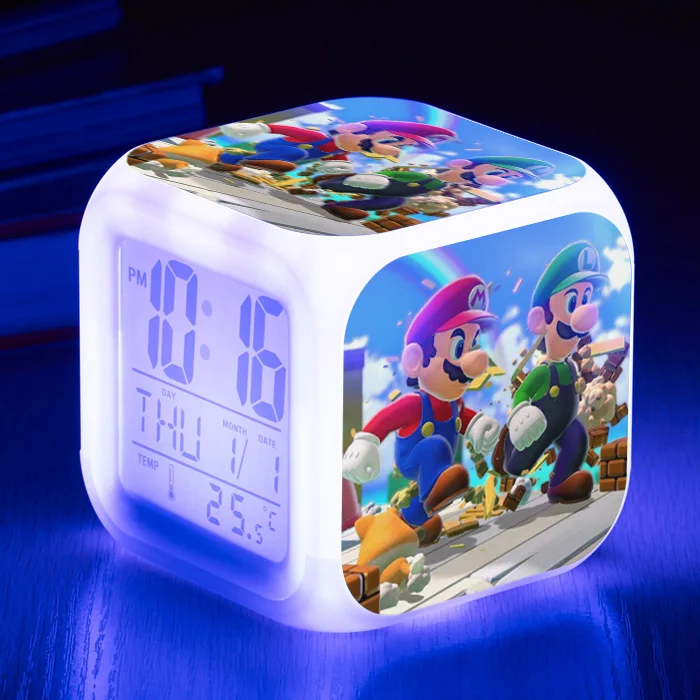 20 Стиль, будильник Super Mario Bros, 7 цветов, светодиодный, цифровые часы Despertador, лучший рождественский подарок, дата и температура - Цвет: 20