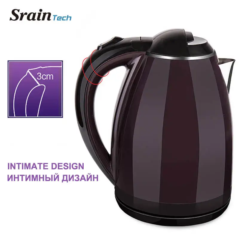 SrainTech 220V 2.0L 304 Электрический чайник из нержавеющей стали для нагрева воды за 5