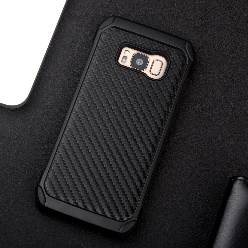 Чехол KEYSION для Samsung Galaxy S8 Plus углеродное волокно текстурный ПК + ТПУ 2 в 1
