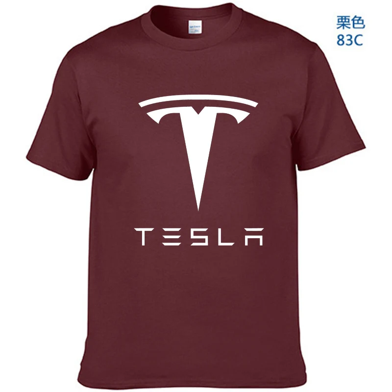 2018 Новые мужские футболки Tesla с коротким рукавом и круглым вырезом хлопковые