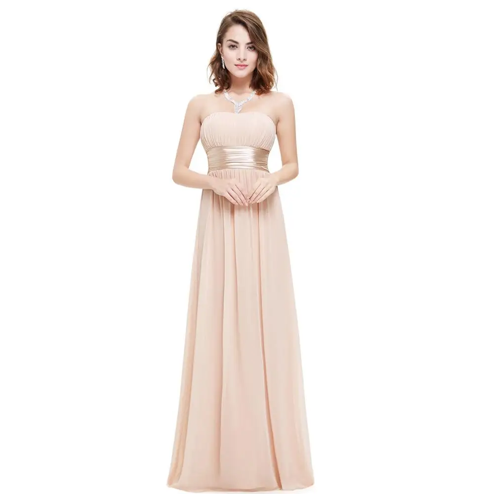 Blush Серые платья подружки невесты длинные EB25599 элегантные шифоновые бордовые трапециевидные с открытыми плечами размера плюс дешевые платья на выпускной для свадебной вечеринки - Цвет: Blush