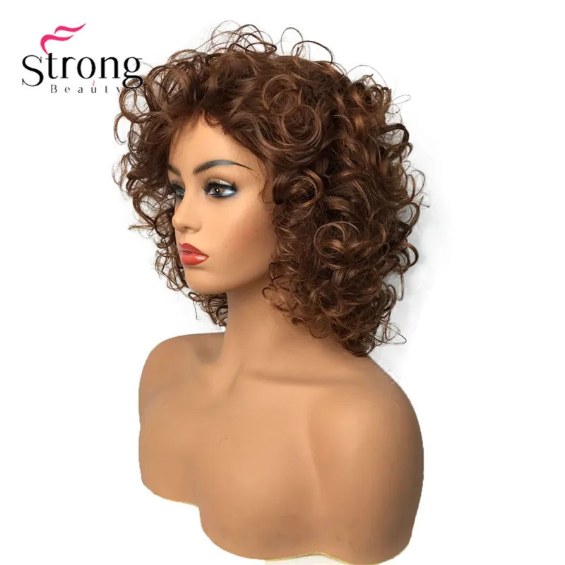 StrongBeauty Shotr кудрявые натуральные пушистые прически волосы монолитным парики женские синтетические волосы парик