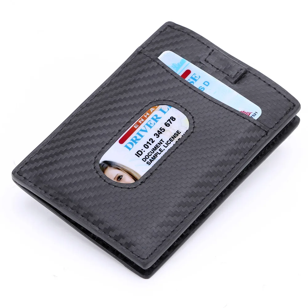 Kinzd Тонкий углеродного Волокно зажим для денег кошелек минималистский RFID