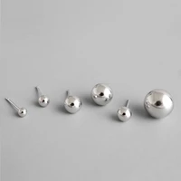 3 10mm 100 925 sterling silver jewelry girl women ear stud minimalist simple smooth round bead ball earring