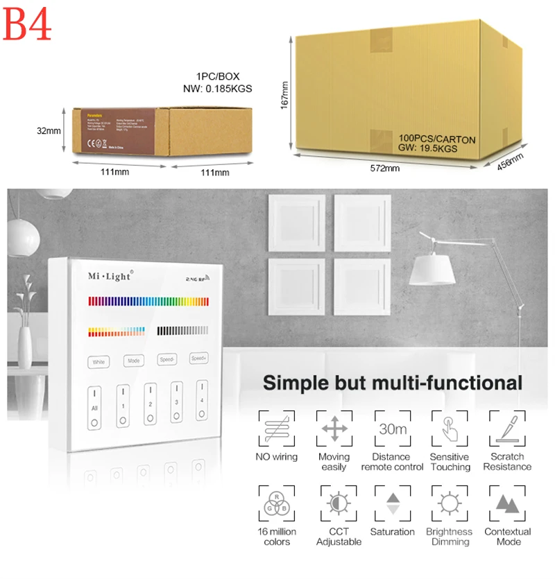 Mi light 2 4 г B1/B2/B3/B4 зоны Яркость тусклый mi нг/RGB/RGBW/CCT сенсорная смарт-панель led диммер