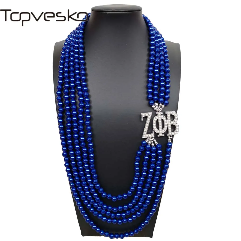 Topvekso Греция греческое братство Zeta Phi Beta 5 слоев синий жемчуг ZPB кулон Многослойные