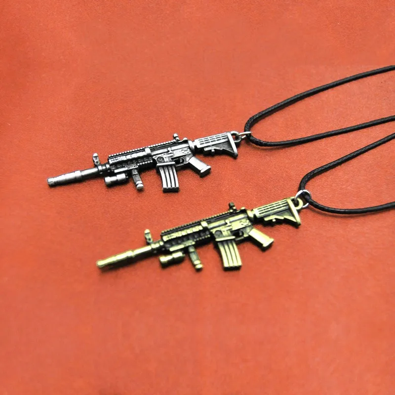 Мужская кожаная цепочка CS GO Винтажное колье чокер с золотым пистолетом