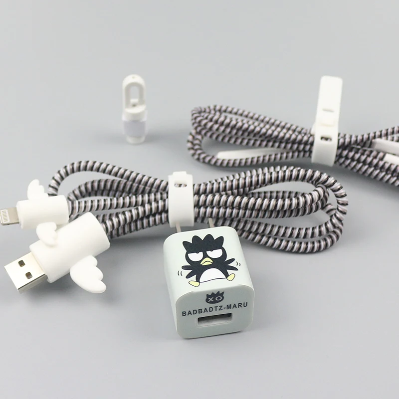 Милый ангел устройство для сматывания шнура питания USB протектор для кабеля передачи данных набор с наклейки для зарядного устройства спиральный usb-шнур с зарядным устройством для Iphone для iPhone7plus 6 S 8