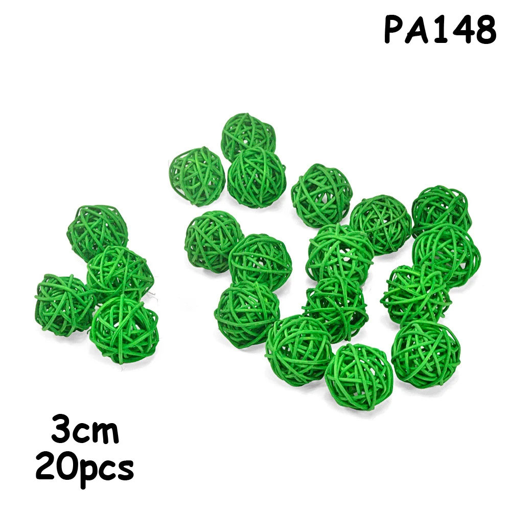 PA148 Dgreen 20 шт./лот, 3 см, детский ротанговый шар для душа, Новогоднее украшение из ротанга, плетеные шары, вечерние украшения, сделай сам, Сепак, мячи takraw - Цвет: PA148 Dgreen