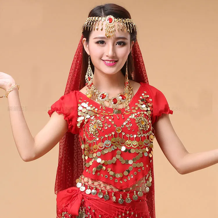 Женский костюм для танца живота шифоновый топ с короткими рукавами-фонариками и