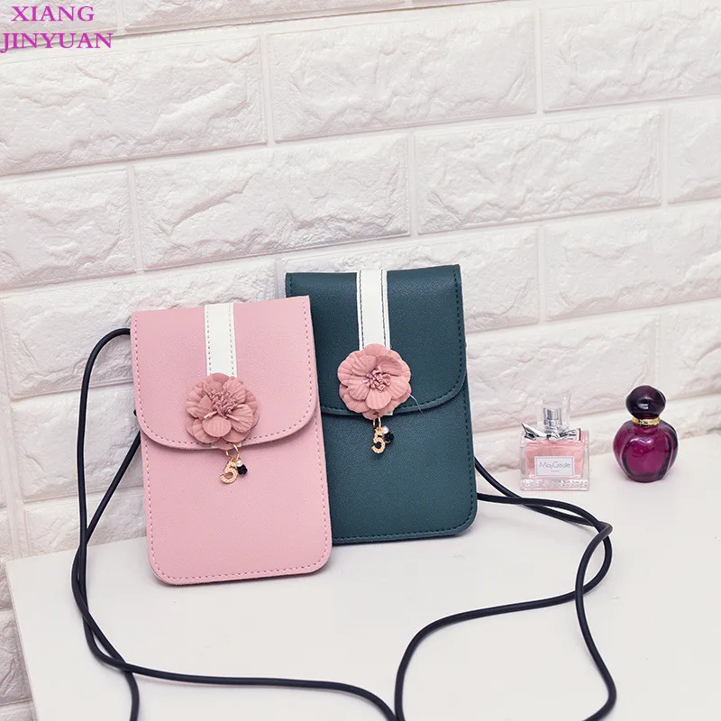 Fashion Graceful Camellias Girls Single Shoulder Bag 2018 New Women PU Messenger Hot-selling Lady Black Cell Phone Pocket | Багаж и сумки