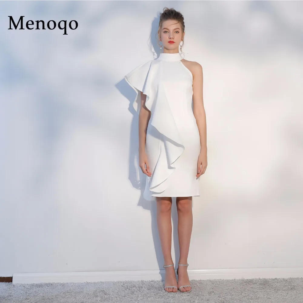 Женское короткое коктейльное платье Menoqo Белое Облегающее Платье До Колена с