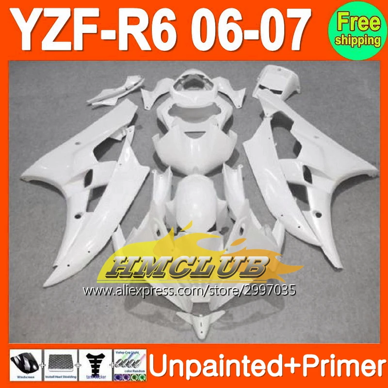 

Bodys Unpainted+Primer Fairing For YAMAHA YZF-R6 2006-2007 YZFR6 YZF600 YZF R6 R 6 YZF 600 06 07 2006 2007 Fairings