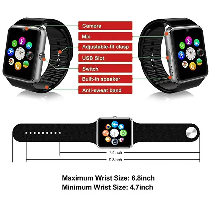 Смарт часы GT08 с поддержкой Bluetooth и сенсорным экраном|smart watch gt08|watch gt08smart |