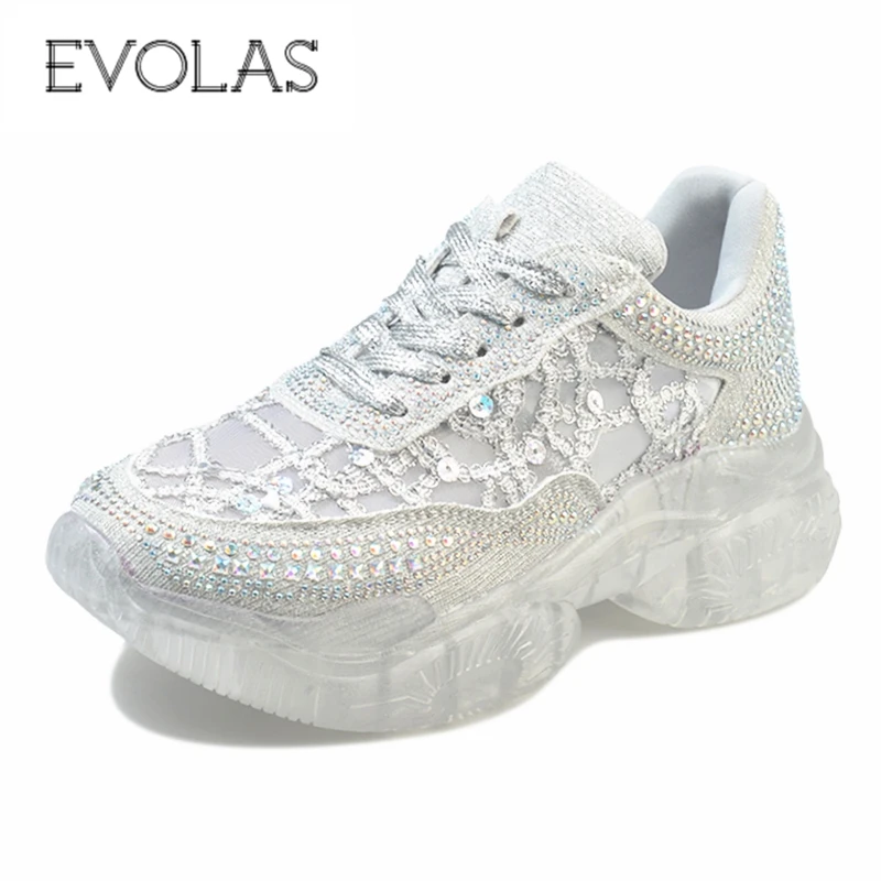 Для женщин Коренастый спортивная обувь серебристого цвета модные туфли со