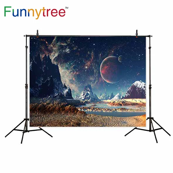 Фон для фотосъемки Funnytree с изображением космоса планеты Луны монтаина неба звезд
