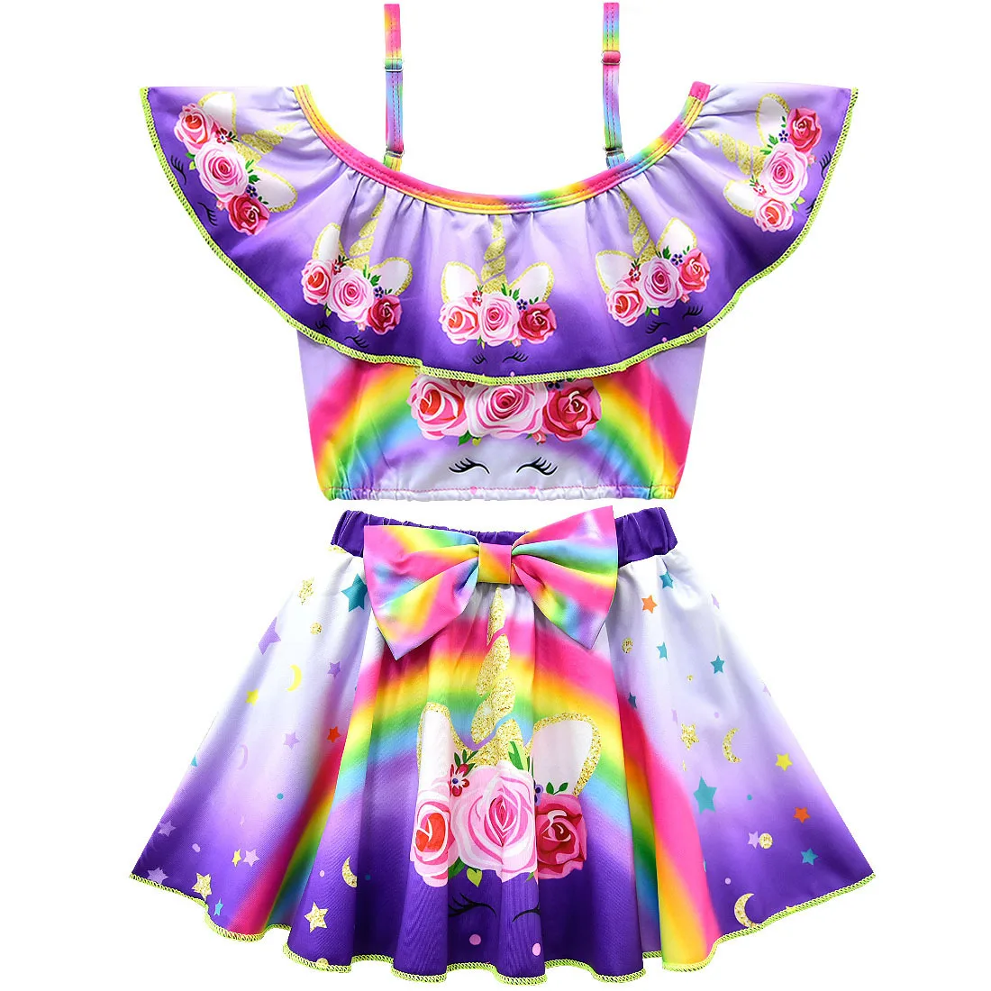 Новинка 2019 купальный костюм с единорогом для девочек 3-10 лет детская пляжная