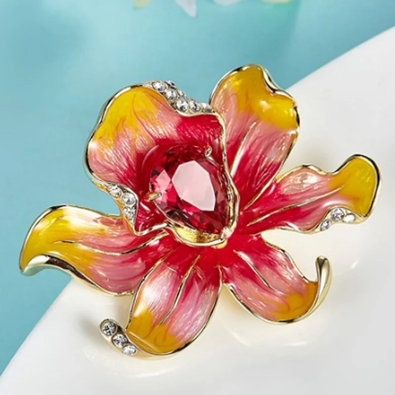 Женская Брошь с эмалью Blucome брошь из циркония в форме цветка Ювелирное Украшение