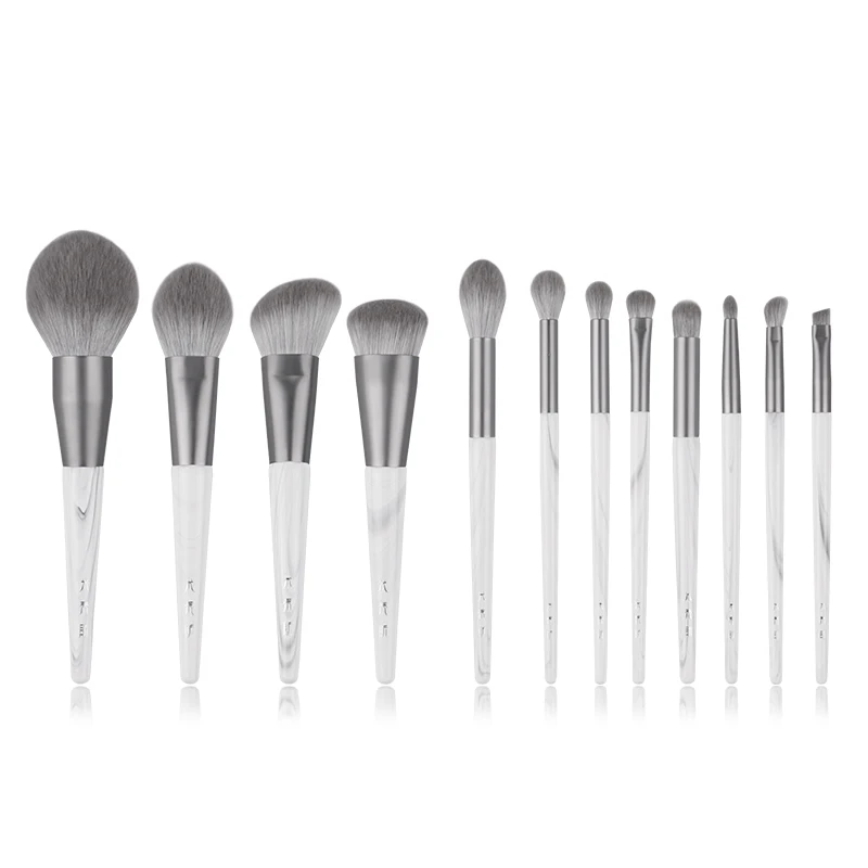 Набор кистей для макияжа набор из 12 мраморный серый Модный мягкий Хайлайтер