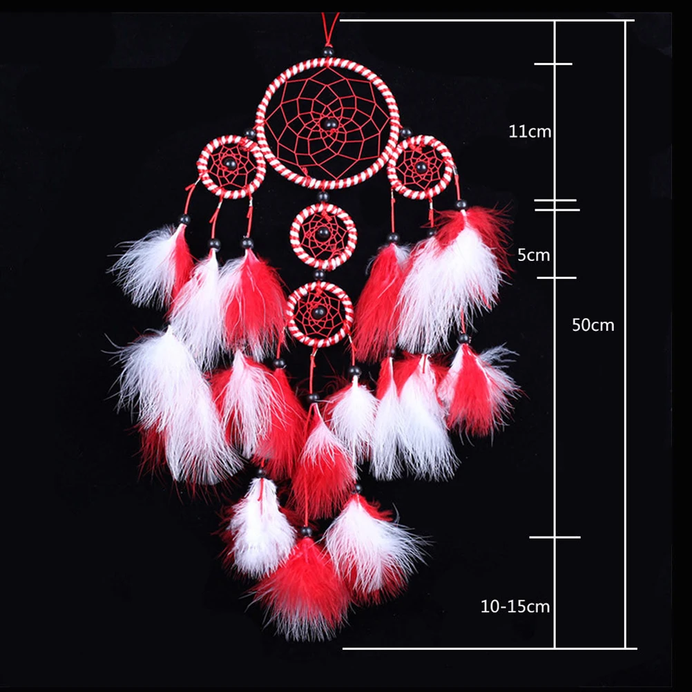 Традиционный красивые декоративные ручной работы пять кольца Dream Catcher с перьями
