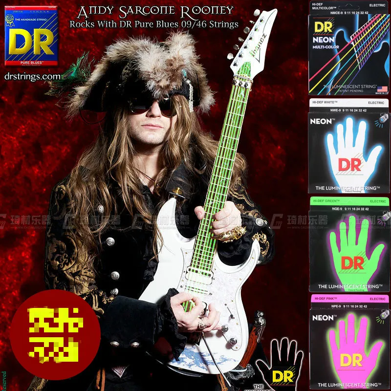 Струны DR Neon Hi Def K3 с покрытием Lite/Lite тяжелые для электрогитары 09 42 или 46|electric guitar