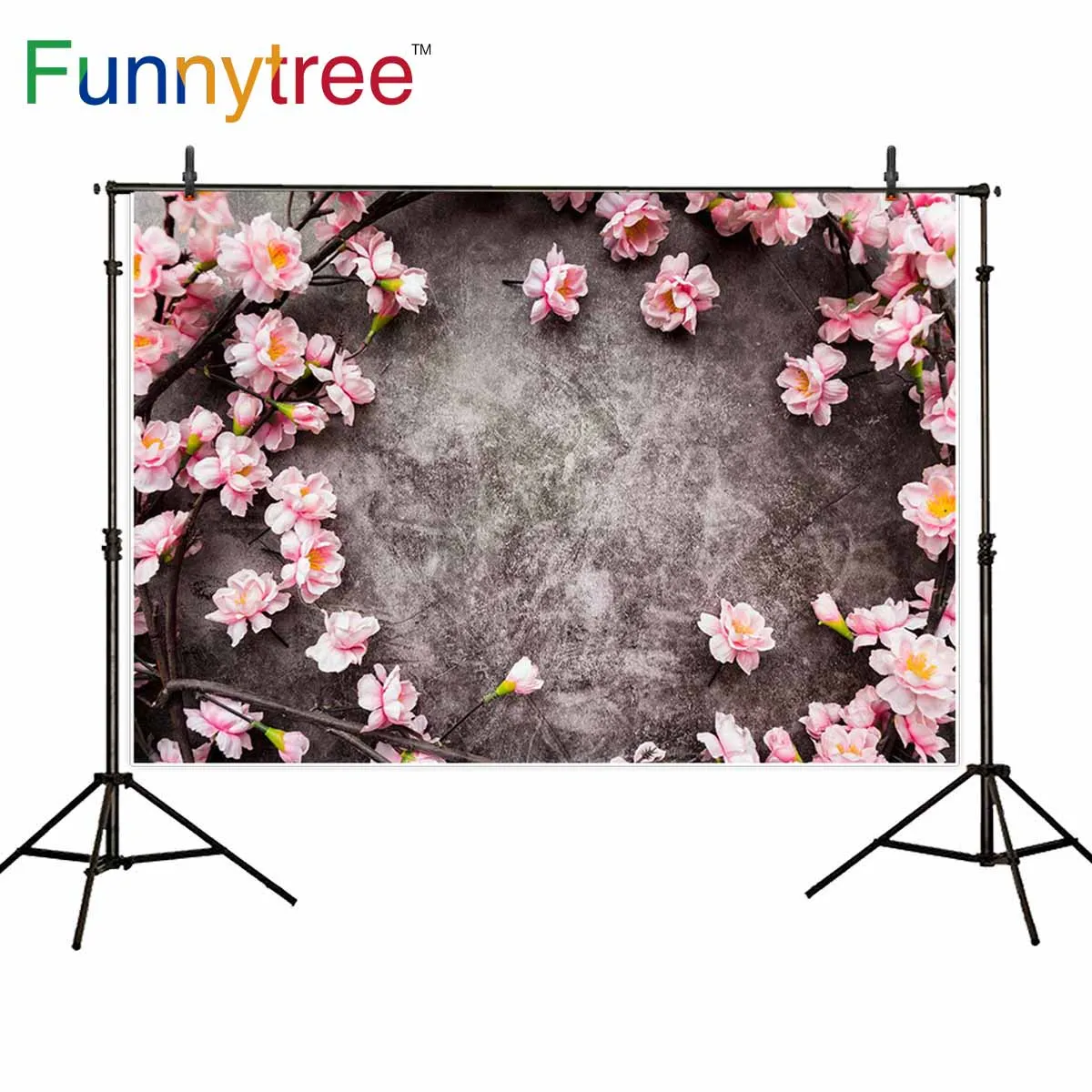 Фоны funnytree для фотостудии весенние Розовые Цветы Винтажный Пол Профессиональный
